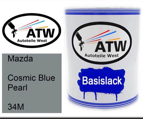 Mazda, Cosmic Blue Pearl, 34M: 1L Lackdose, von ATW Autoteile West.